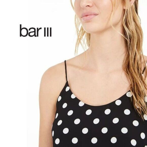 Bar III Women's Polka Dot Print Scoop Neck Camisole Cami Top - Picture 3 of 8